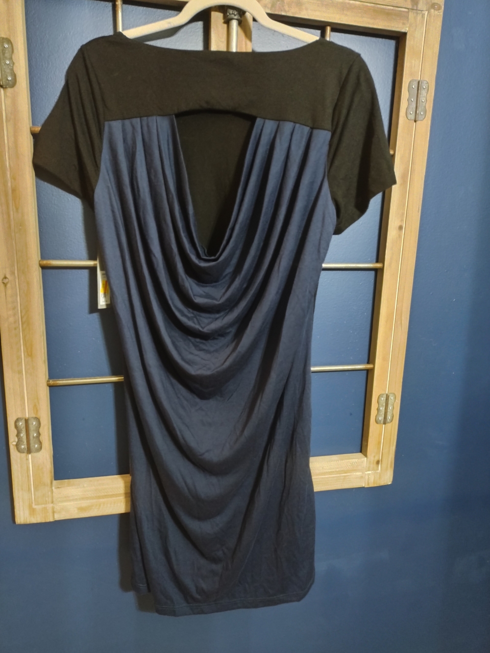 Women's Navy and Black Backless Drape Dress
